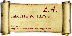 Lebovits Adriána névjegykártya